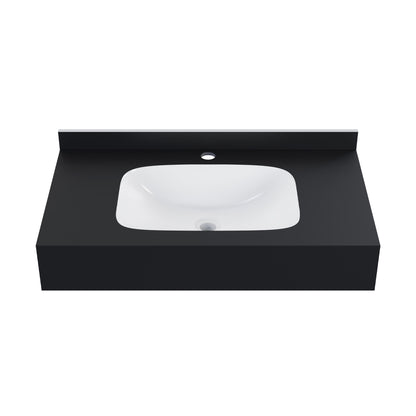 Swiss Madison, Avancer 36'' Wall Mount Sink In Black Marquina