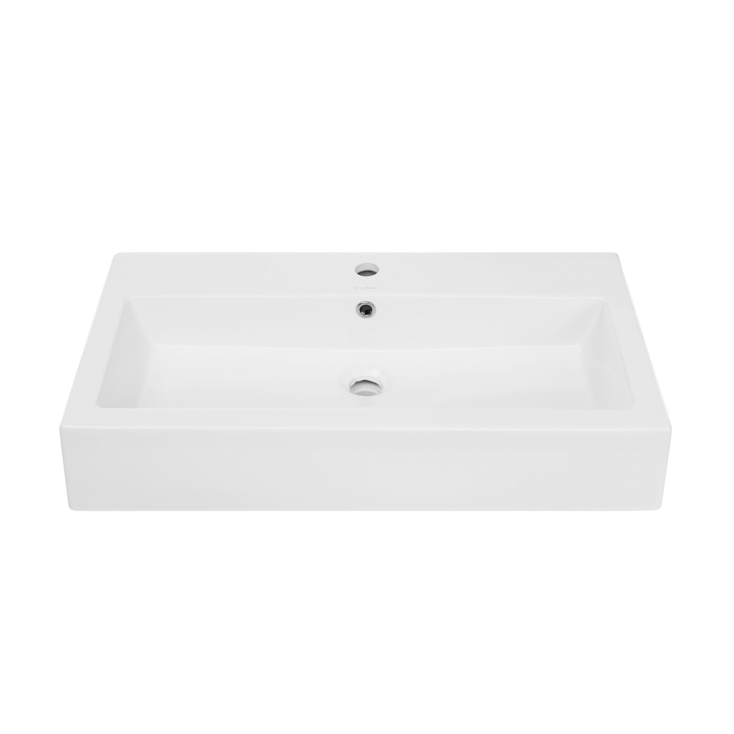 Swiss Madison, Voltaire Wide Rectangle Wall-Mount Sink in Shiny White