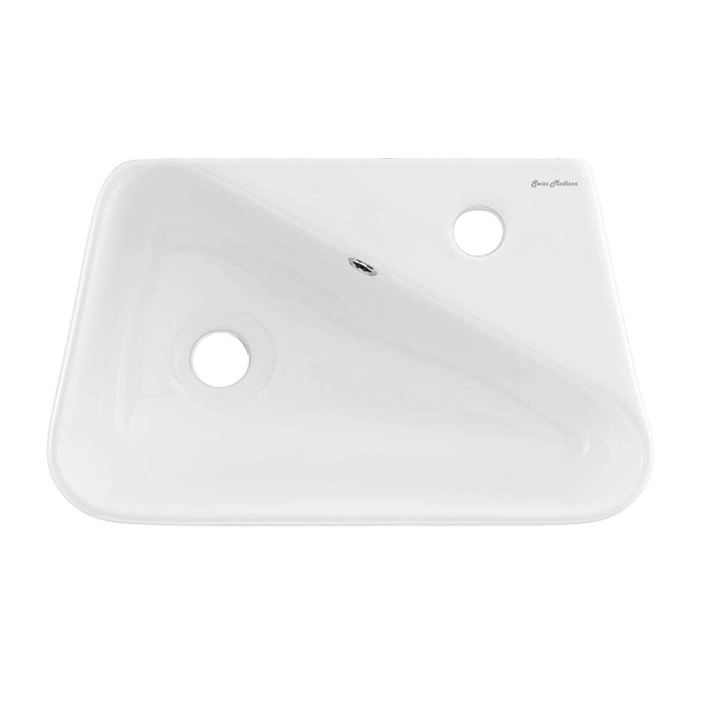 Swiss Madison, Plaisir 18 x 11 Ceramic Wall Hung Sink with Right Side Faucet Mount