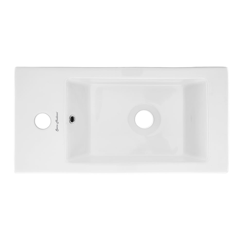 Swiss Madison, Voltaire 19.5 x 10 Rectangular Ceramic Wall Hung Sink with Left Side Faucet Mount