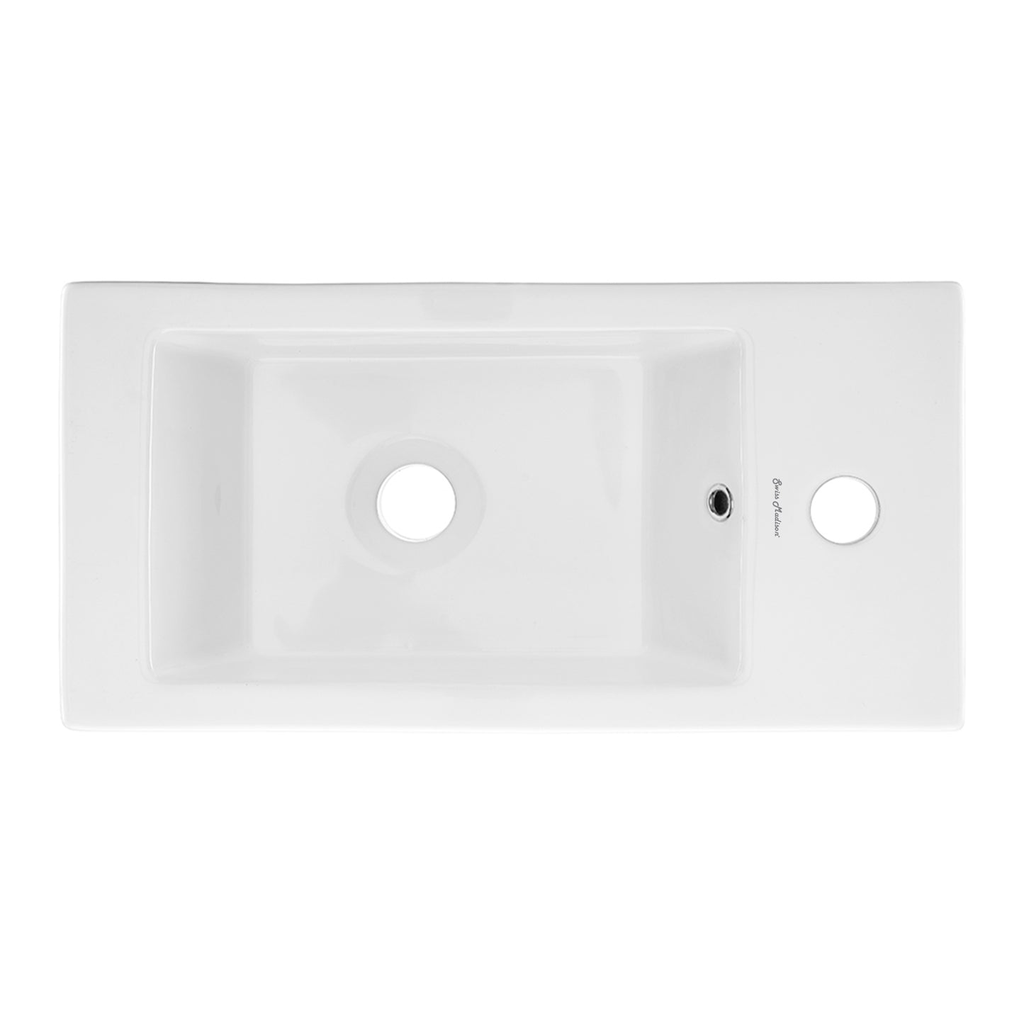 Swiss Madison, Voltaire 19.5 x 10 Rectangular Ceramic Wall Hung Sink with Right Side Faucet Mount