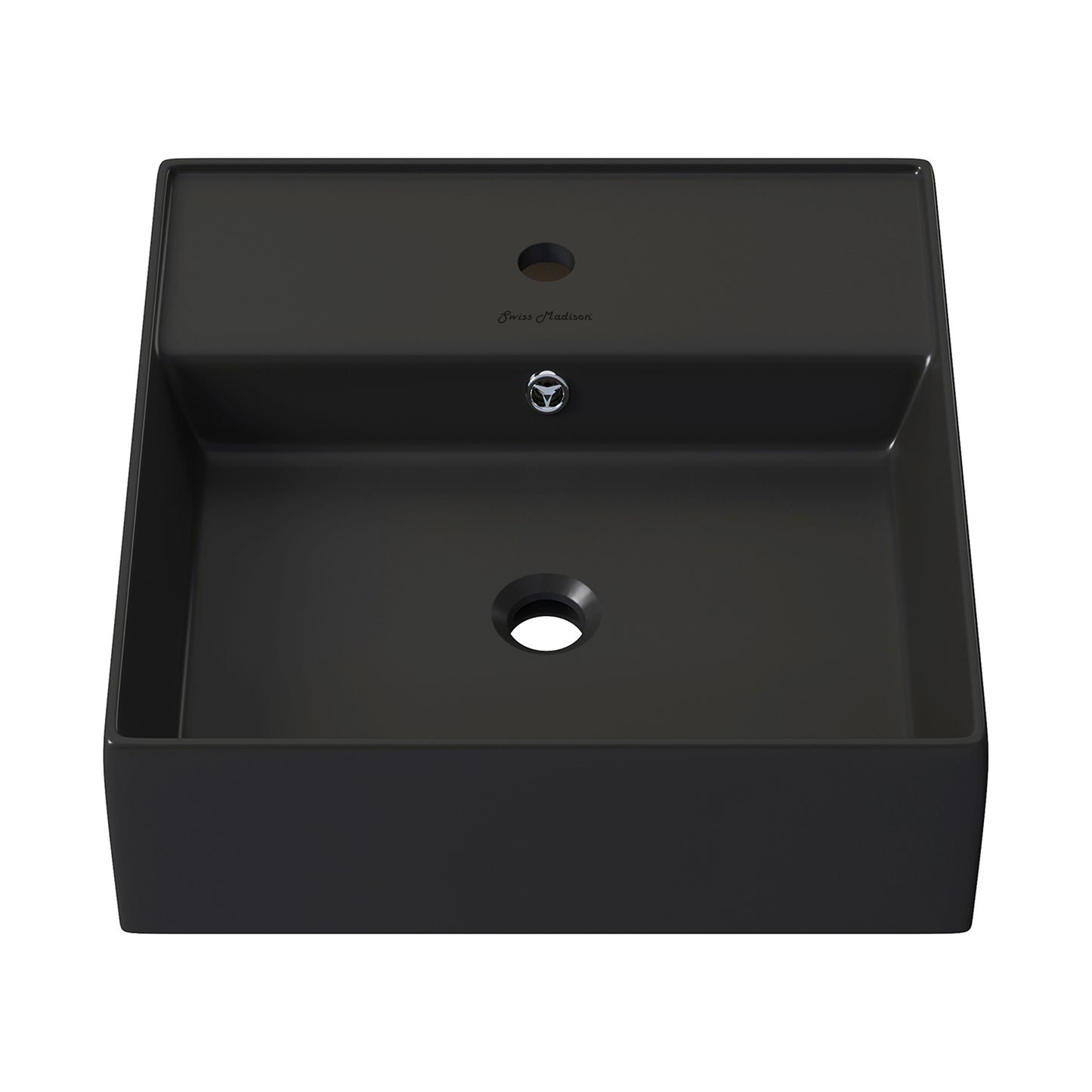 Swiss Madison, Claire 15" Ceramic Wall Mount Sink in Matte Black