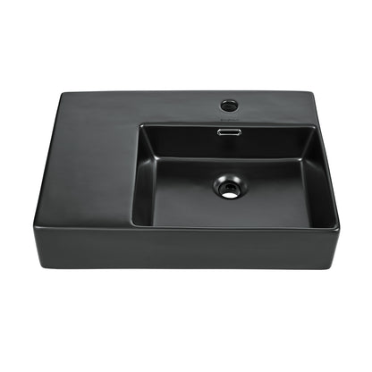 Swiss Madison, St. Tropez 24 x 18 Ceramic Wall Hung Sink with Right Side Mount, Matte Black