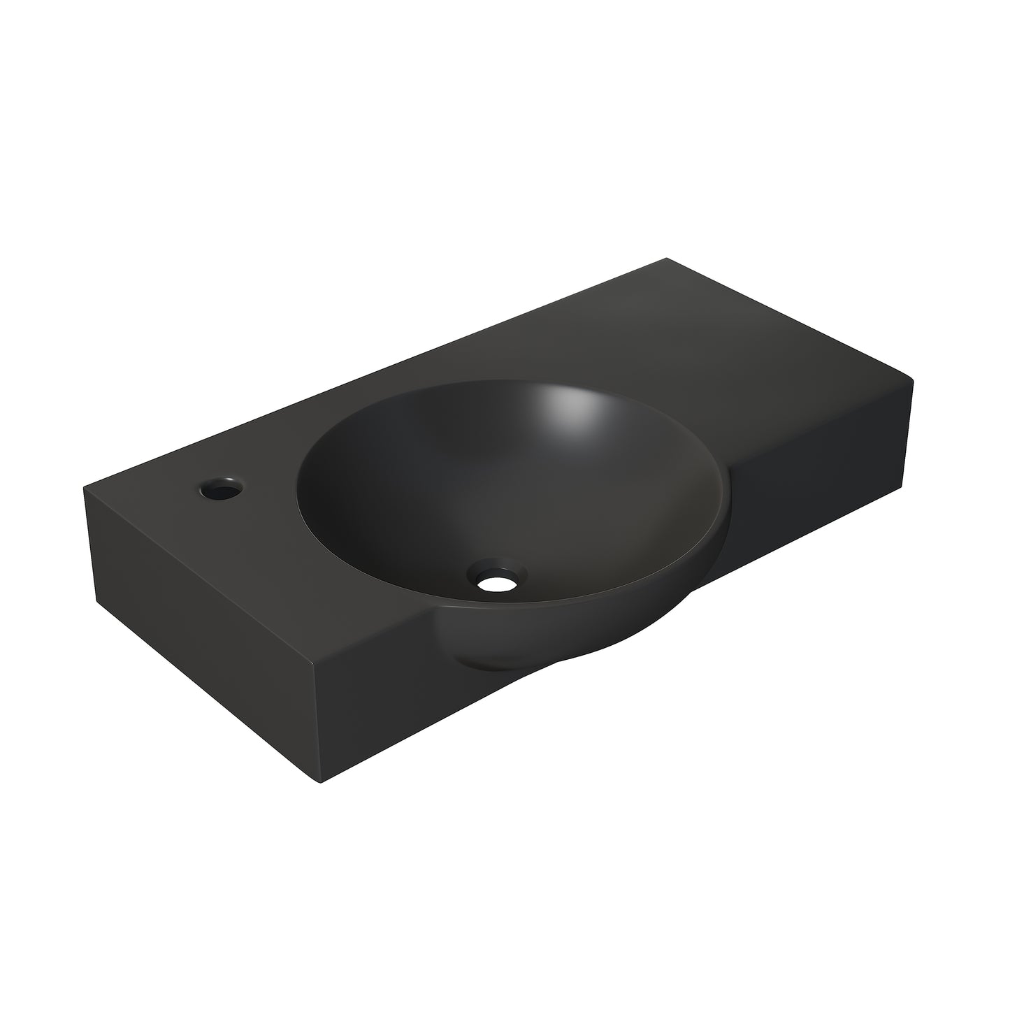 Swiss Madison, Chateau 30" Left Side Faucet Wall-Mount Bathroom Sink in Matte Black