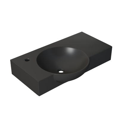 Swiss Madison, Chateau 30" Left Side Faucet Wall-Mount Bathroom Sink in Matte Black
