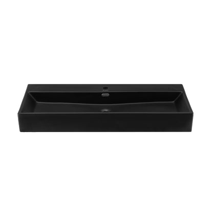Swiss Madison, Claire 40" Rectangle Wall-Mount Bathroom Sink in Matte Black