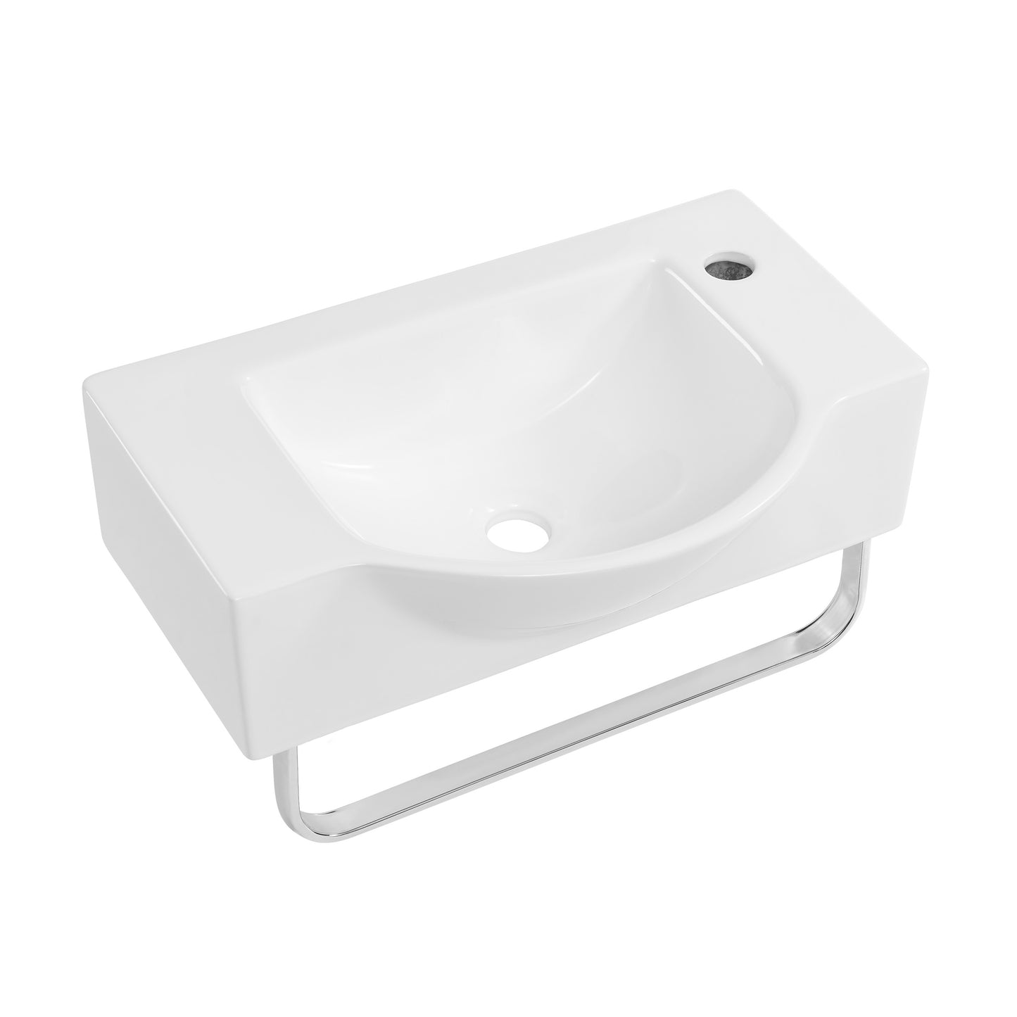 Swiss Madison, Chateau 21.5" Right Side Faucet Wall-Mount Bathroom Sink with Chrome Towel Bar