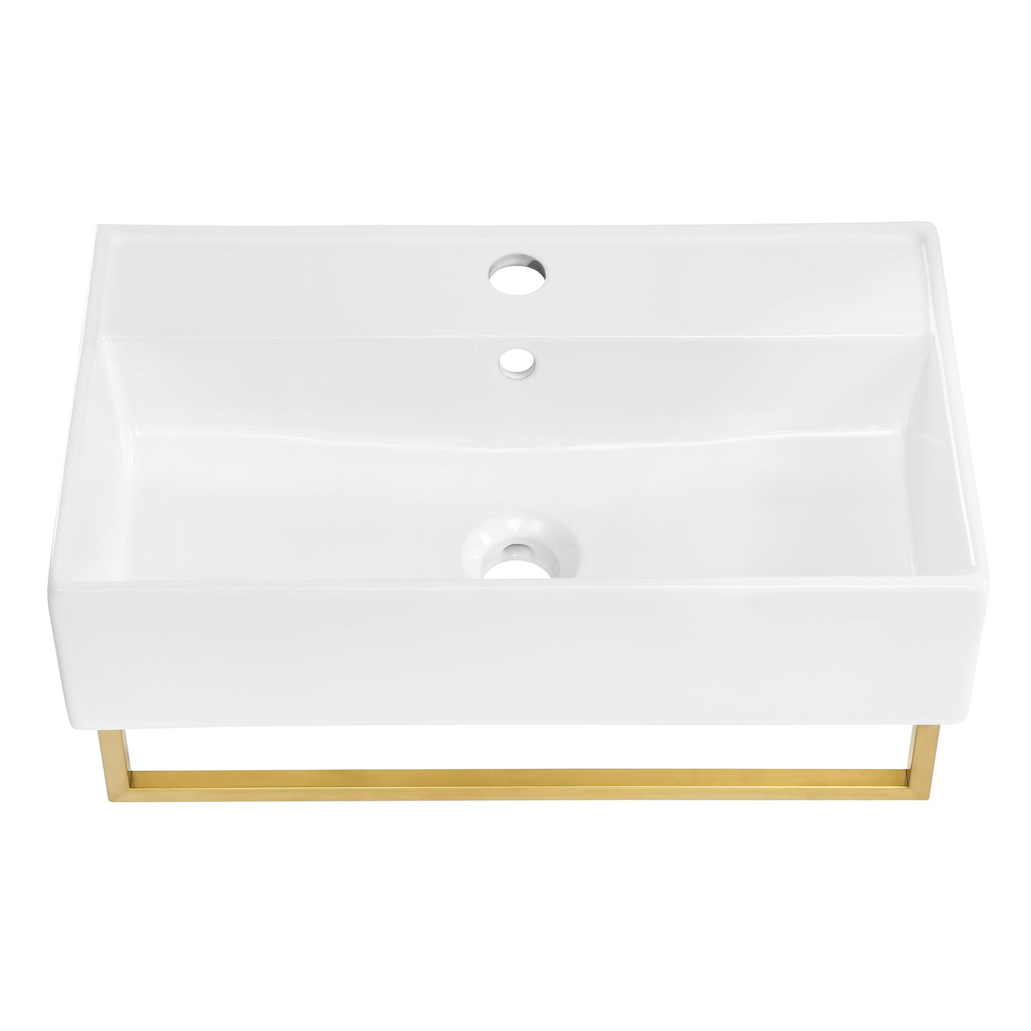 Swiss Madison, Claire 22" Wall-Mount Bathroom Sink with Brushed Gold Towel Bar