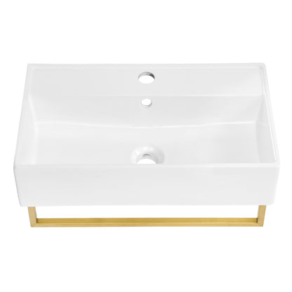 Swiss Madison, Claire 22" Wall-Mount Bathroom Sink with Brushed Gold Towel Bar
