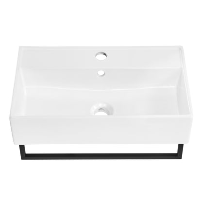 Swiss Madison, Claire 22" Wall-Mount Bathroom Sink with Black Towel Bar
