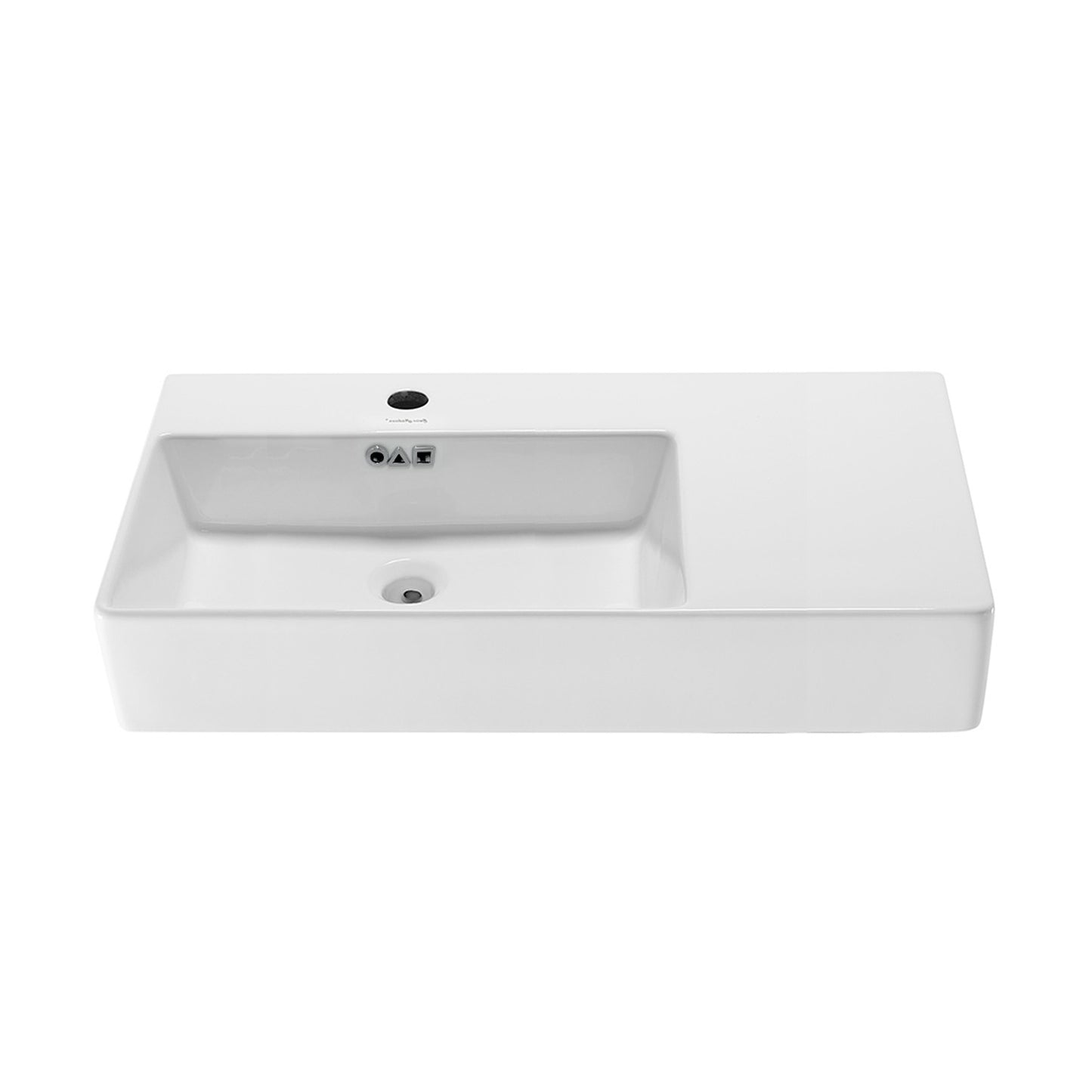 Swiss Madison, St. Tropez 36" Rectangle Wall-Mounted Sink with Left Side Faucet Mount