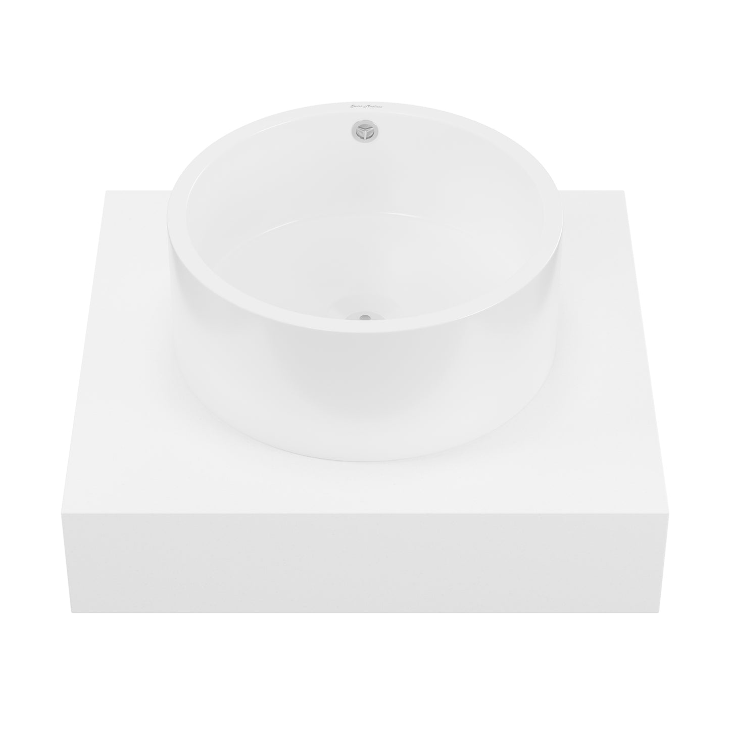 Swiss Madison, Monaco 24" Floating Bathroom Shelf with Vessel Sink in Glossy White