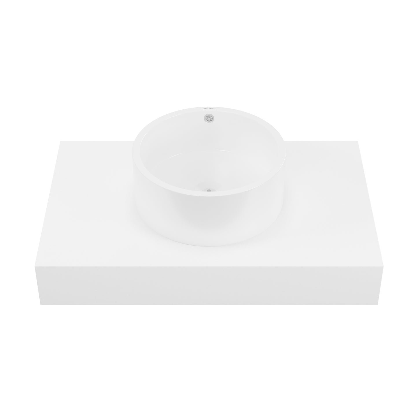 Swiss Madison, Monaco 36" Floating Bathroom Shelf with Vessel Sink in Glossy White