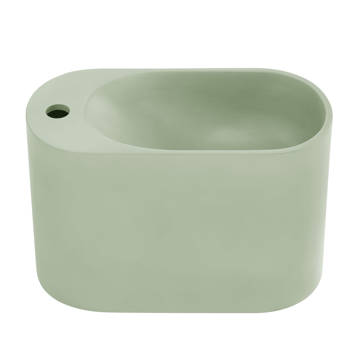 Swiss Madison, Terre 18" Solid Surface Oval Wall-Mounted Sink with Left Side Faucet Mount in Matte Palm Green