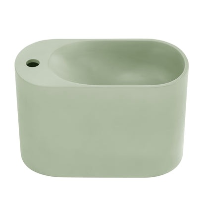 Swiss Madison, Terre 18" Solid Surface Oval Wall-Mounted Sink with Left Side Faucet Mount in Matte Palm Green