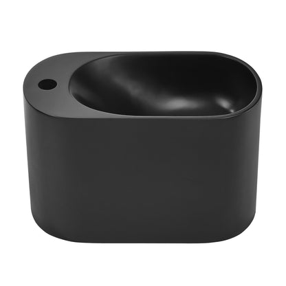 Swiss Madison, Terre 18" Solid Surface Oval Wall-Mounted Sink with Left Side Faucet Mount in Matte Black
