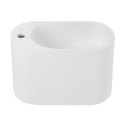 Swiss Madison, Terre 18" Solid Surface Oval Wall-Mounted Sink with Left Side Faucet Mount in Matte White