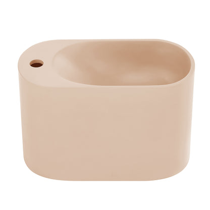 Swiss Madison, Terre 18" Solid Surface Oval Wall-Mounted Sink with Left Side Faucet Mount in Matte Pastel Peach