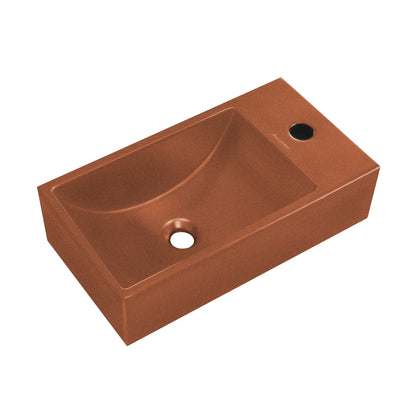 Swiss Madison, Lisse 16" Concrete Rectangle Wall-Mounted Sink with Right Side Faucet Mount in Matte Terracotta