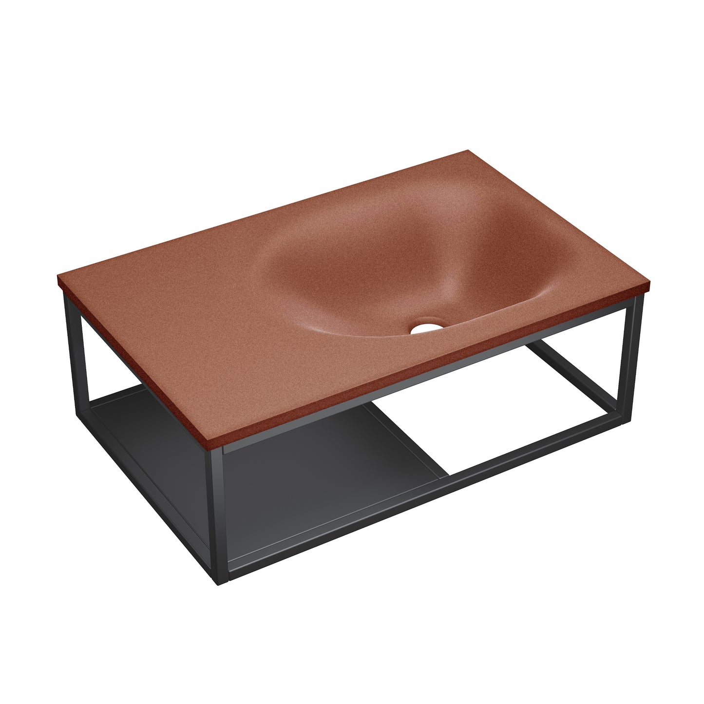 Swiss Madison, Lisse 24" Rectangle Concrete Wall-Mount Bathroom Sink in Terracotta with Matte Black Frame