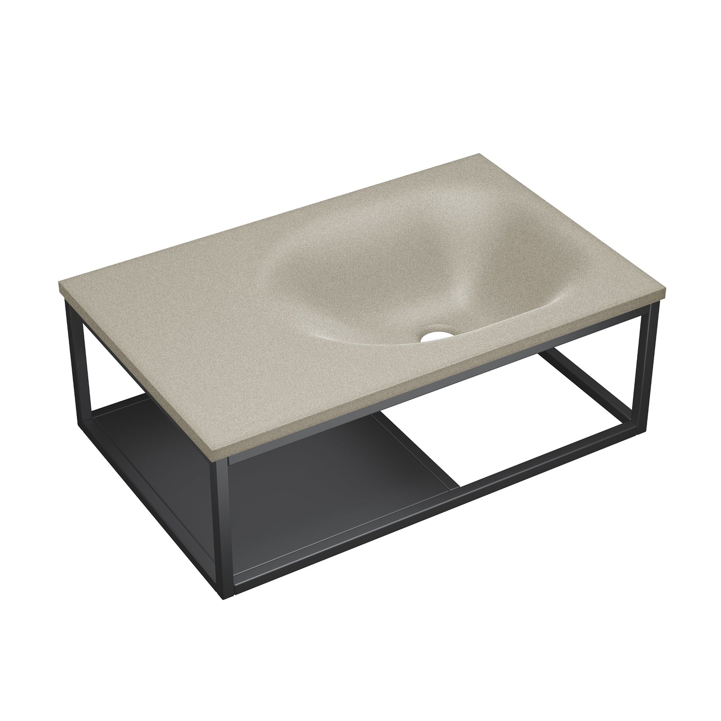 Swiss Madison, Lisse 24" Rectangle Concrete Wall-Mount Bathroom Sink in Taupe with Matte Black Frame