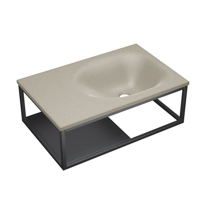 Swiss Madison, Lisse 24" Rectangle Concrete Wall-Mount Bathroom Sink in Taupe with Matte Black Frame