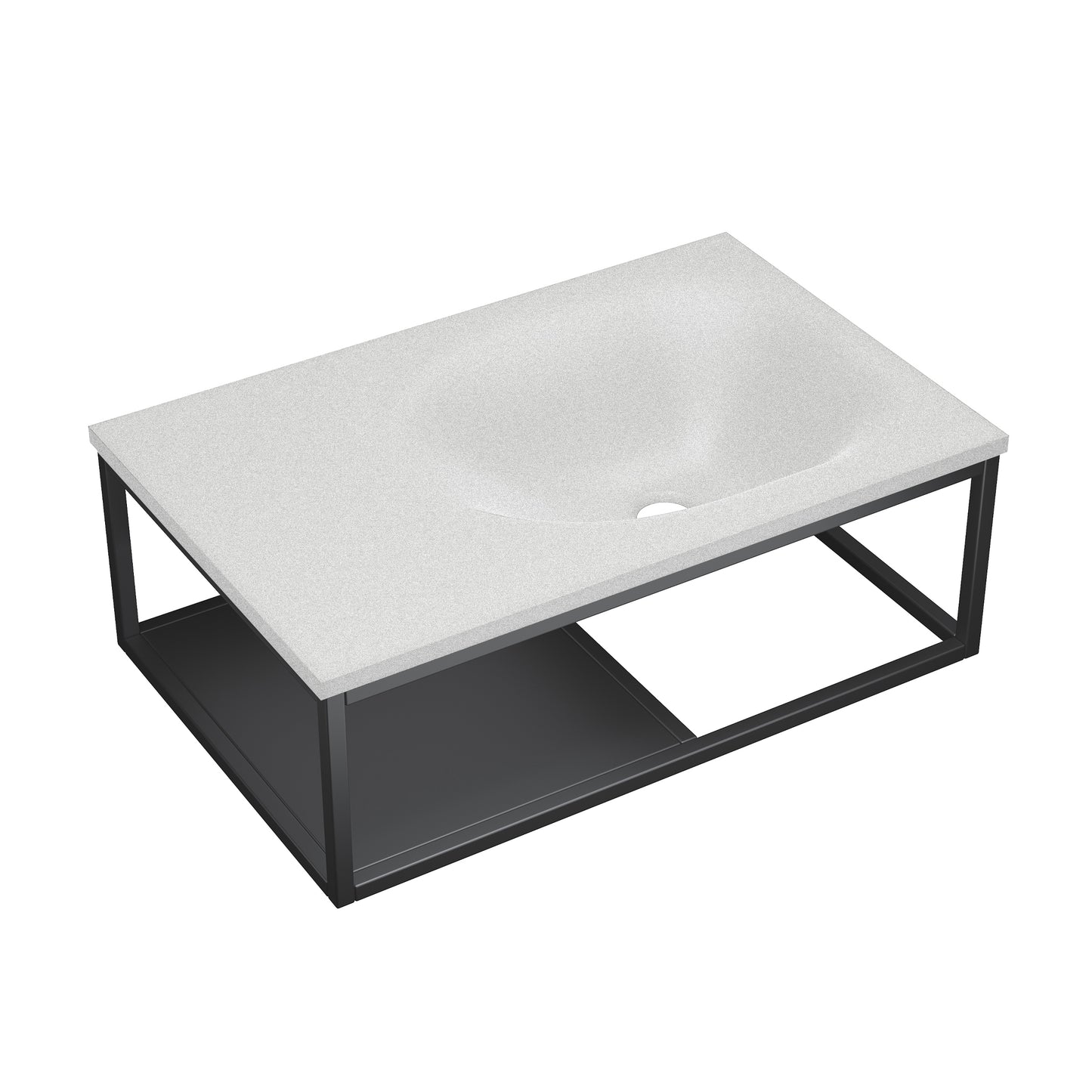 Swiss Madison, Lisse 24" Rectangle Concrete Wall-Mount Bathroom Sink in Matte White with Matte Black Frame