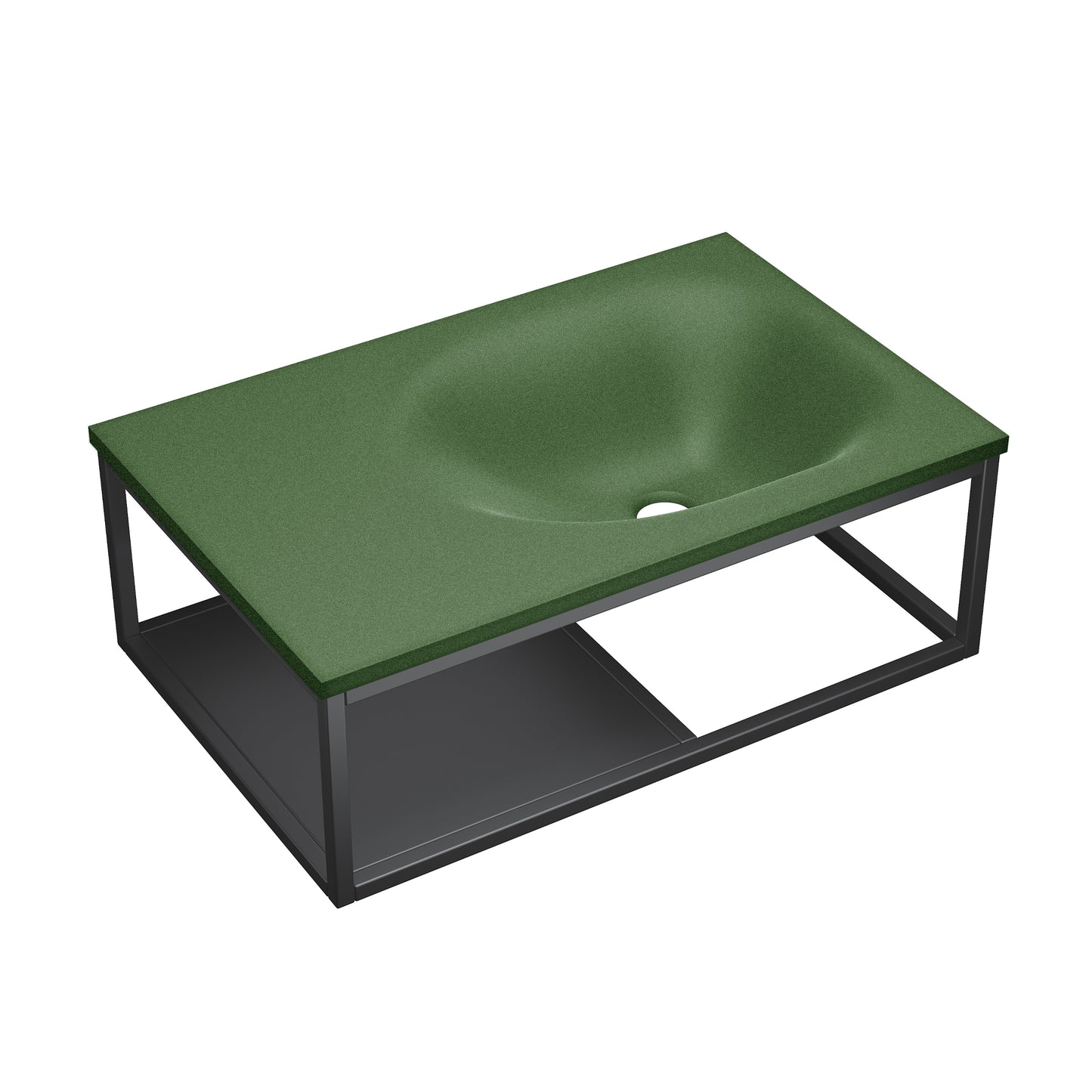 Swiss Madison, Lisse 24" Rectangle Concrete Wall-Mount Bathroom Sink in Royal Green with Matte Black Frame