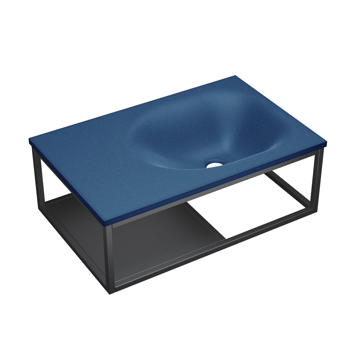 Swiss Madison, Lisse 24" Rectangle Concrete Wall-Mount Bathroom Sink in Royal Blue with Matte Black Frame