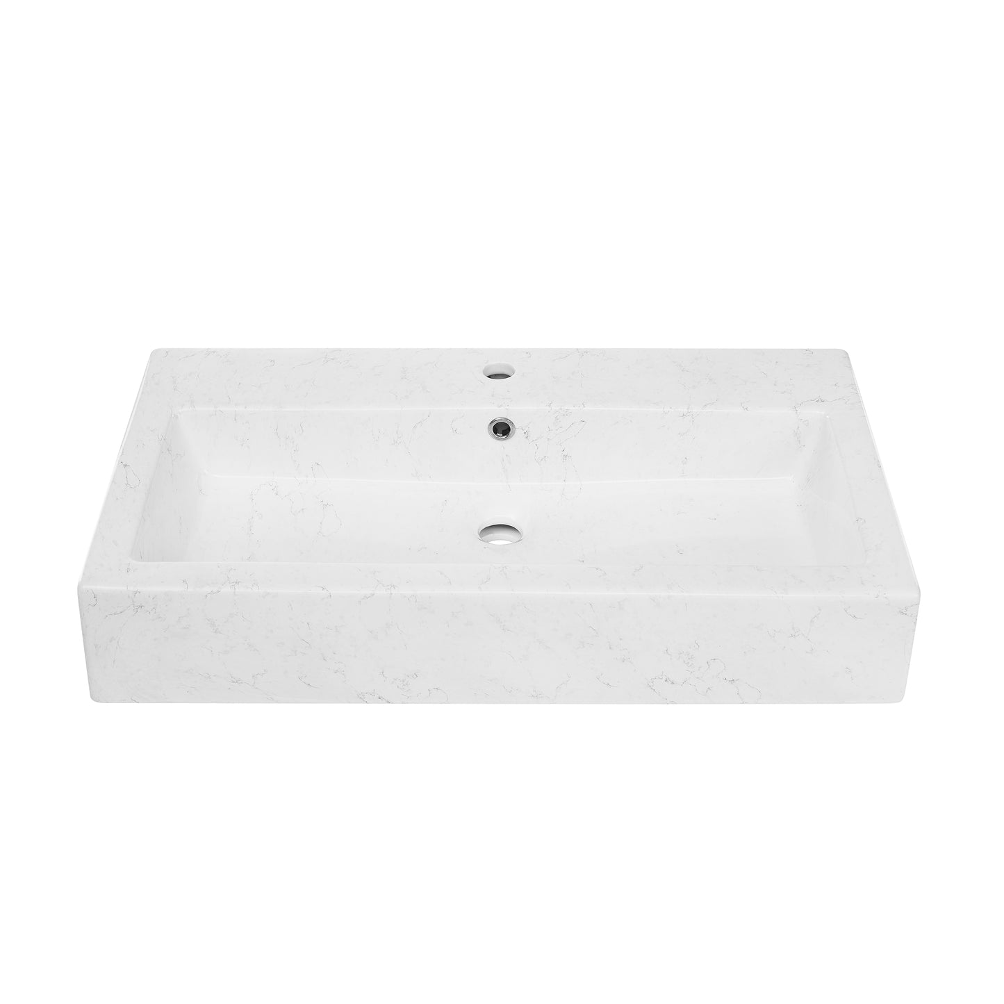 Swiss Madison, Voltaire Wide Rectangle Wall Hung Sink in Static Marble