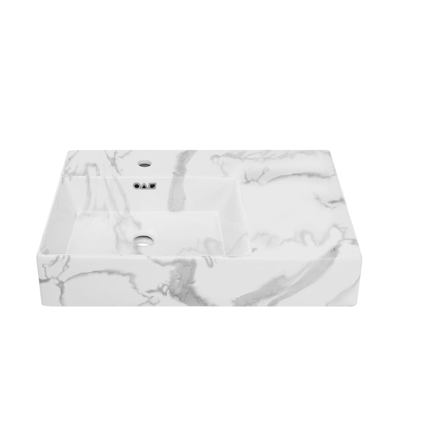 Swiss Madison, St. Tropez 24" Left Side Faucet Wall-Mount Bathroom Sink in White Marble