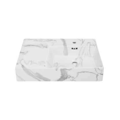 Swiss Madison, St. Tropez 24" Right Side Faucet Wall-Mount Bathroom Sink in White Marble