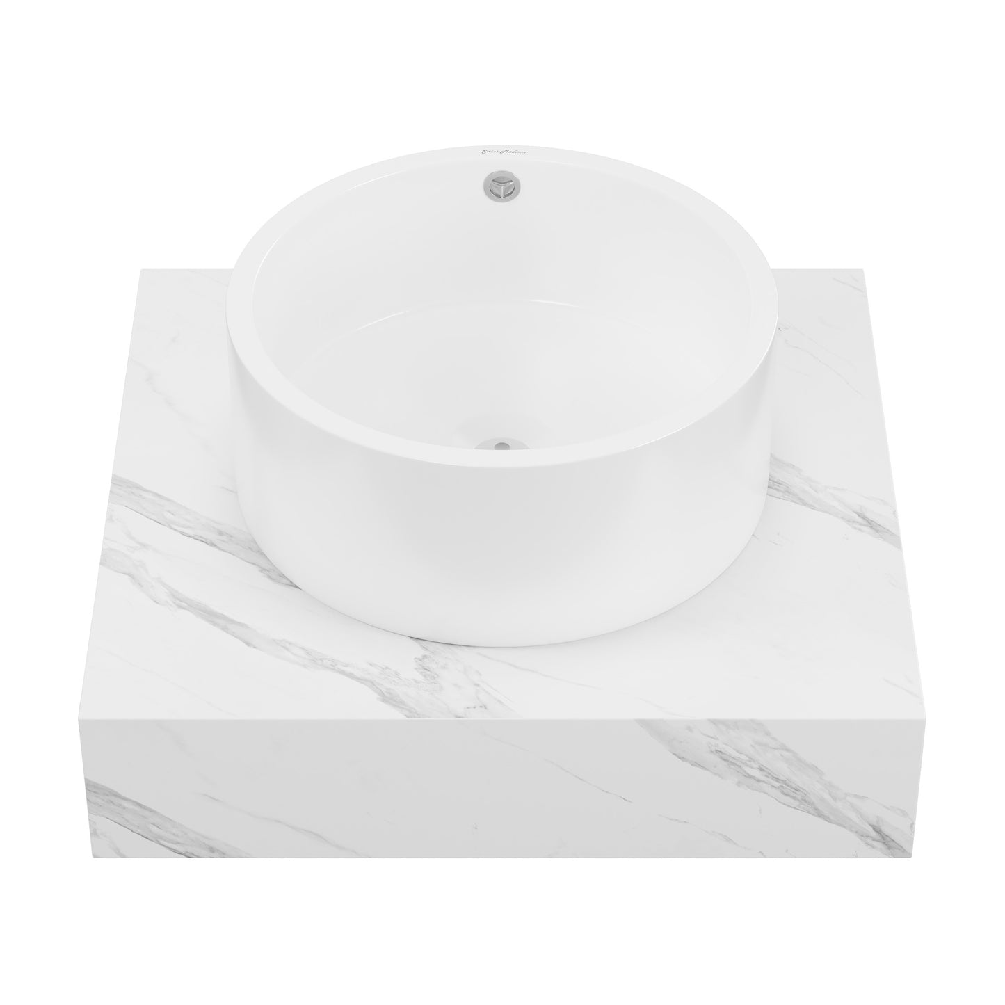 Swiss Madison, Monaco 24" Floating Bathroom Shelf with Vessel Sink in White Marble