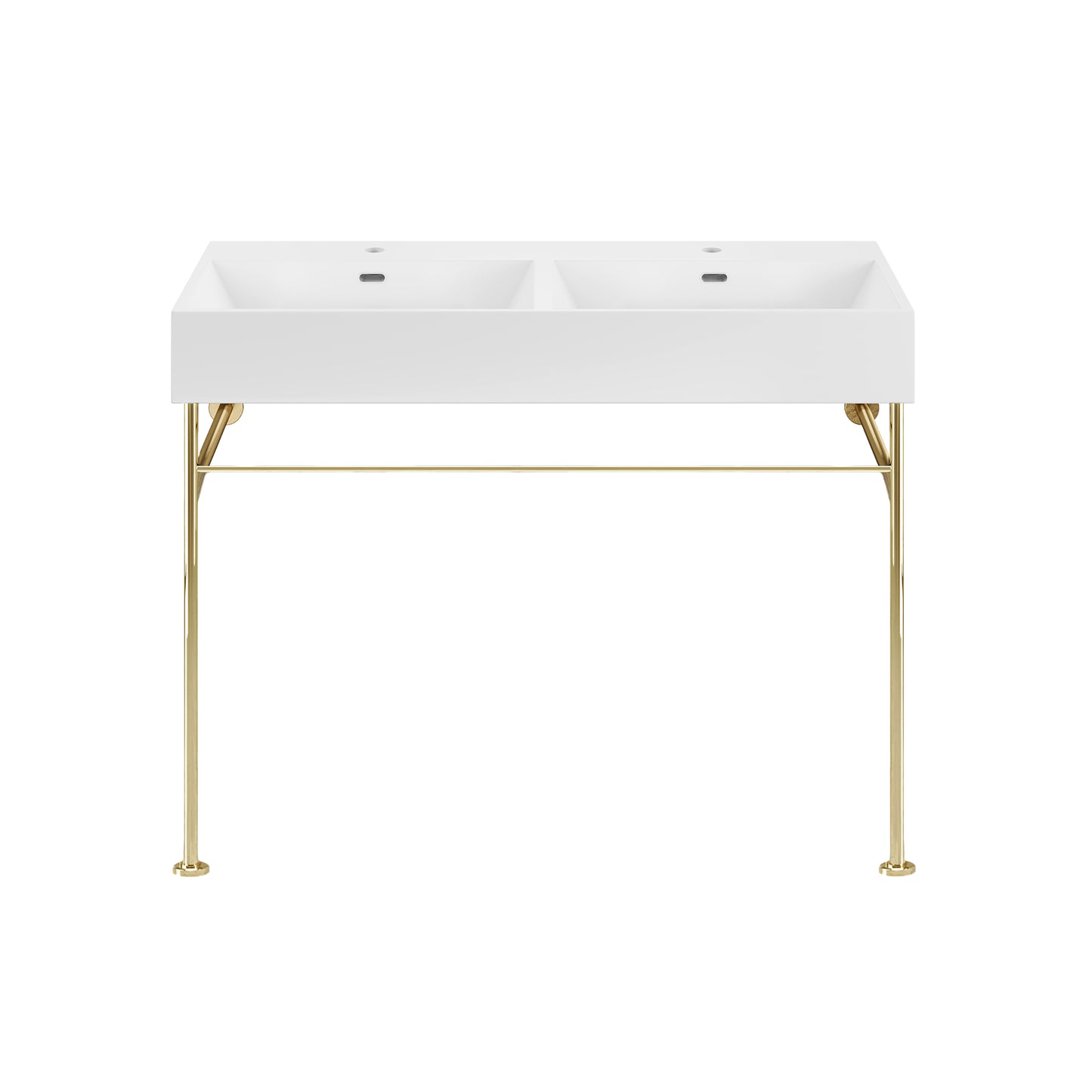Swiss Madison, Claire 48" Double Basin Console Sink with Glossy Gold Legs