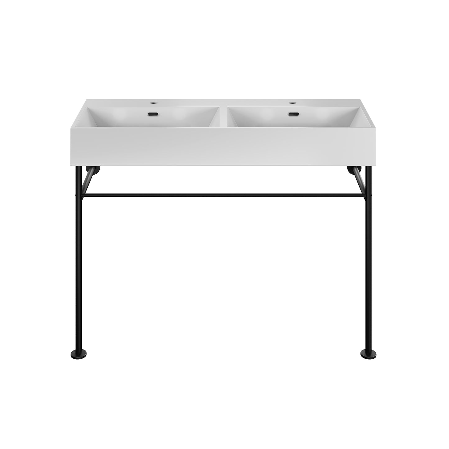 Swiss Madison, Claire 48" Double Basin Console Sink with Matte Black Legs