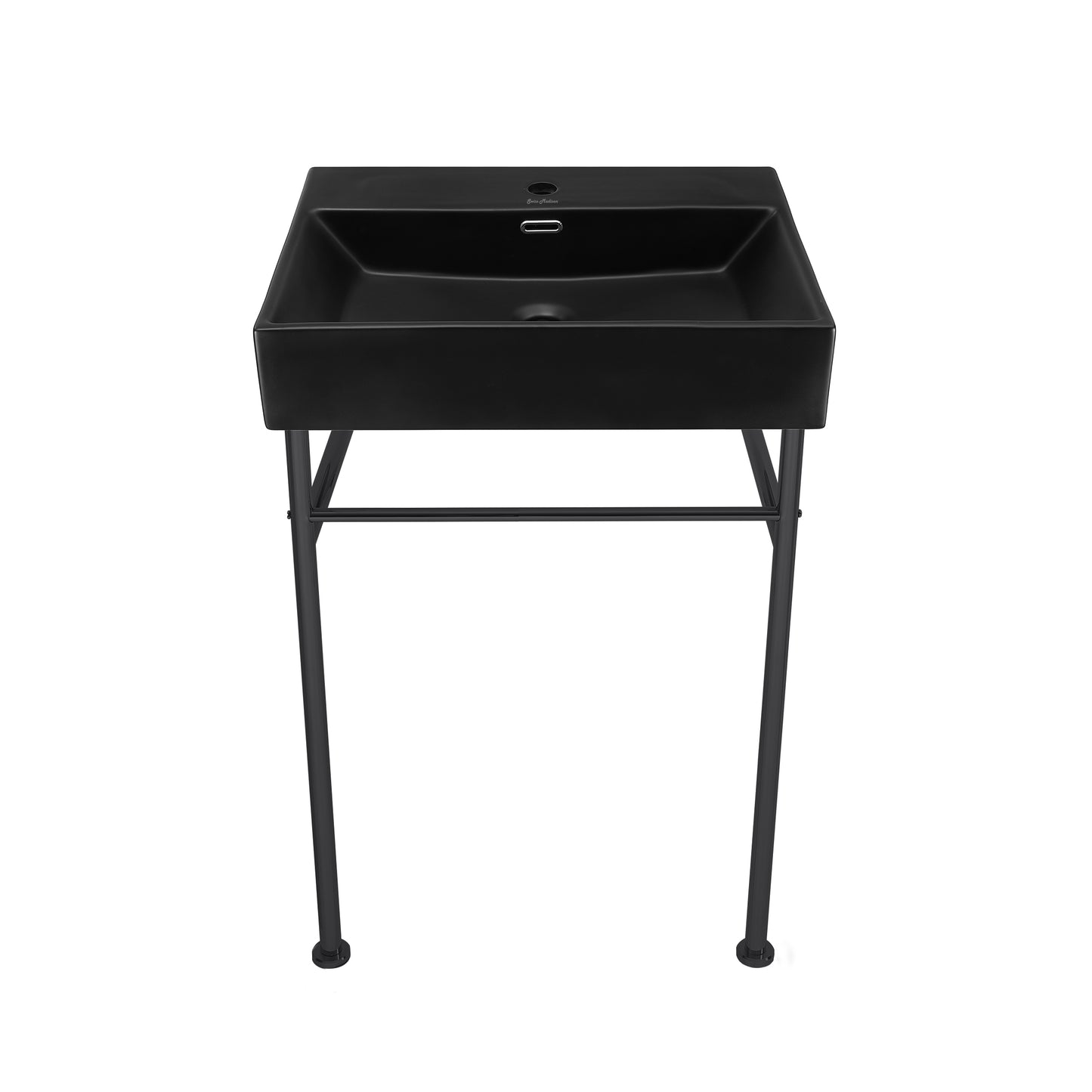 Swiss Madison, Claire 24 Ceramic Console Sink Matte Black Basin Black Legs