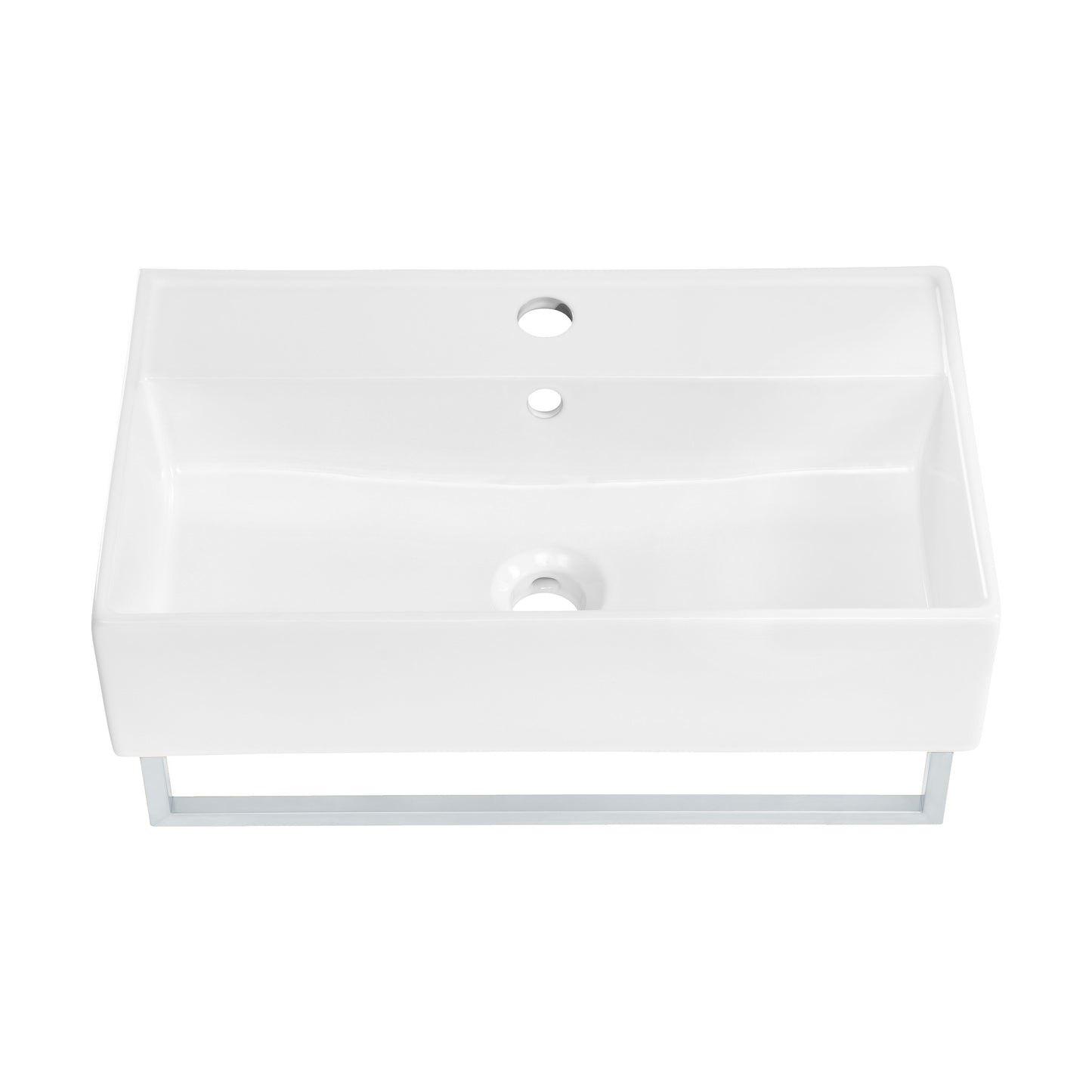 Swiss Madison, Claire 22" Wall-Mount Bathroom Sink with Silver Towel Bar
