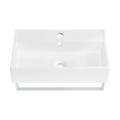 Swiss Madison, Claire 22" Wall-Mount Bathroom Sink with Silver Towel Bar