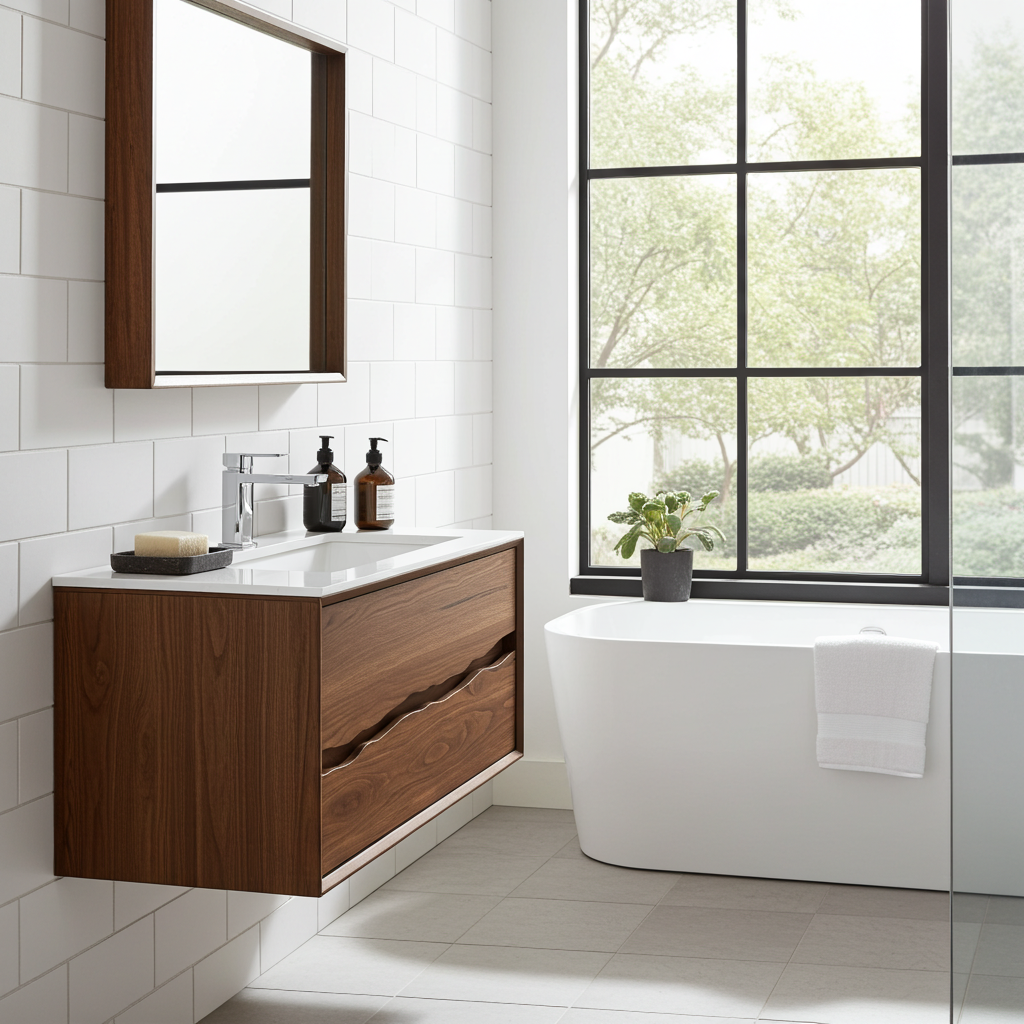 Vanderloc Ventura Two-Drawer Single Bath Floating Vanity With Integrated Countertop