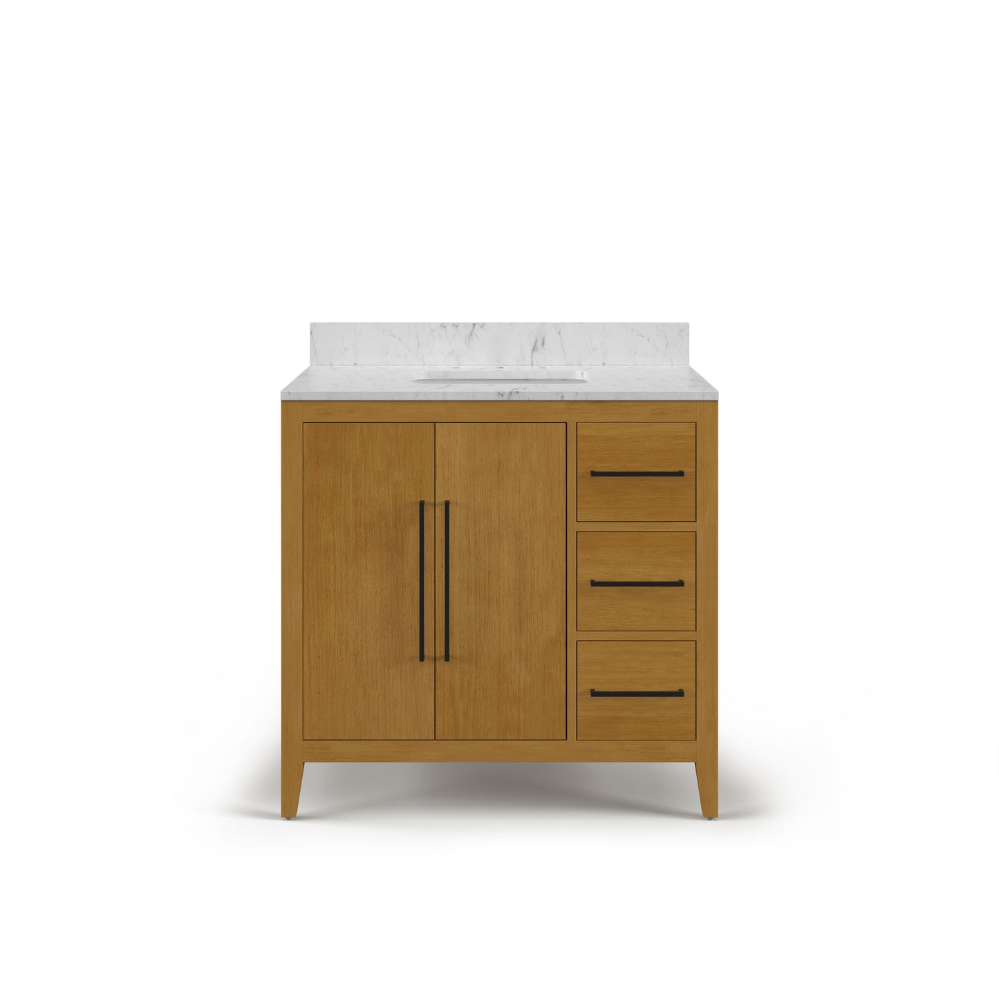 Lusso 36 in. Single Sink Freestanding Baja Oak Bath Vanity with Cararara White Engineered Marble Top (Assembled) | Water Creation