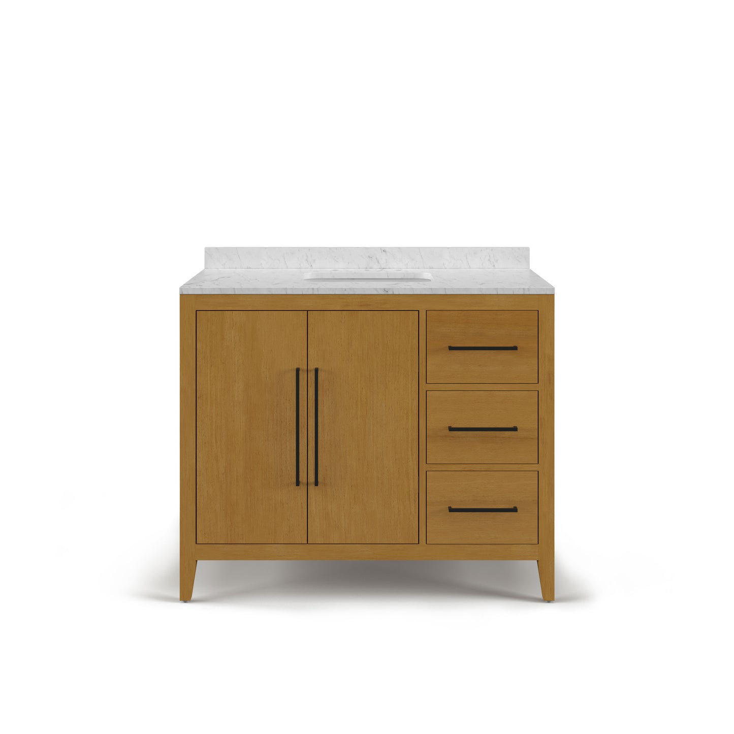 Lusso 42 in. Single Sink Freestanding Baja Oak Bath Vanity with Cararara White Engineered Marble Top (Assembled) | Water Creation
