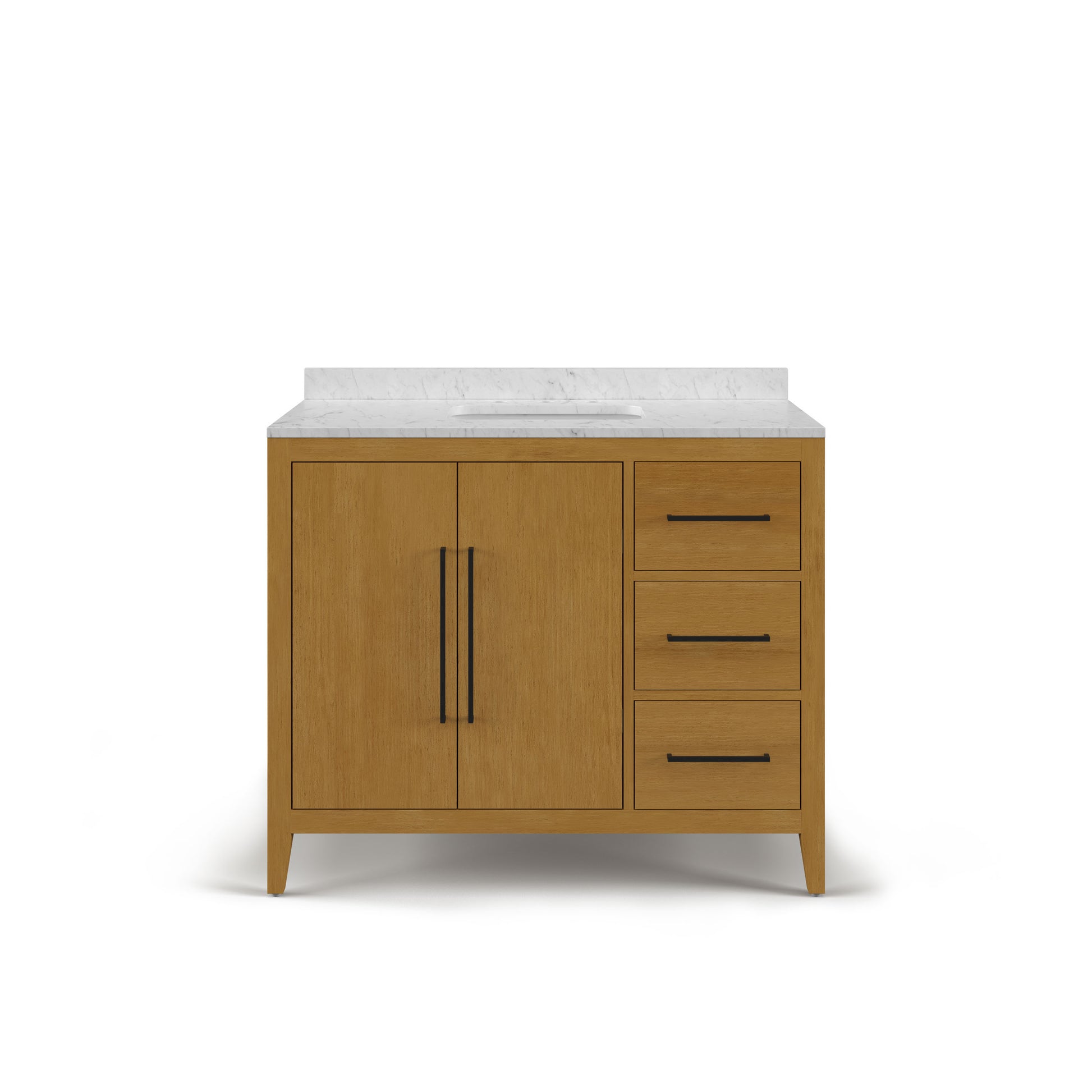 Lusso 42 in. Single Sink Freestanding Baja Oak Bath Vanity with Cararara White Engineered Marble Top (Assembled) | Water Creation