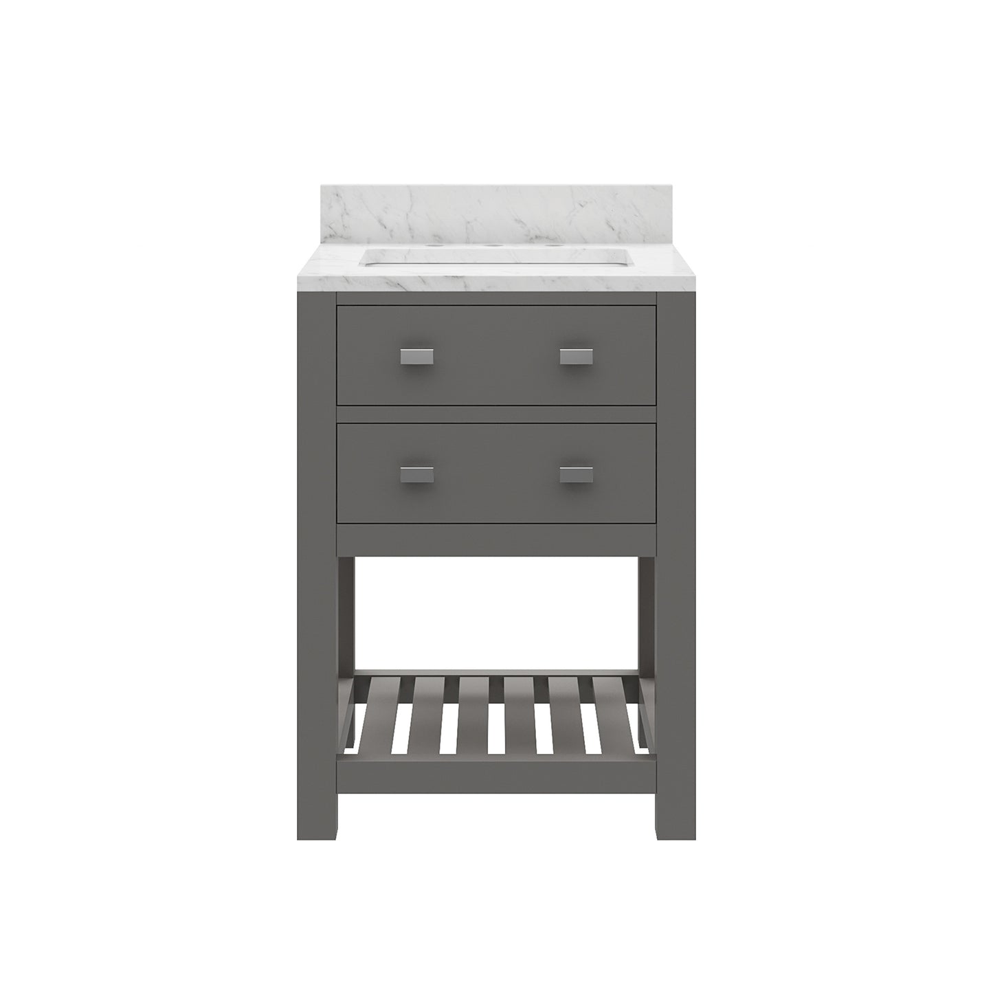 Madalyn 24 in. W x 21.5 in. D x 34 in. H Vanity in Cashmere Grey with Marble Vanity Top in Carrara White | Water Creation