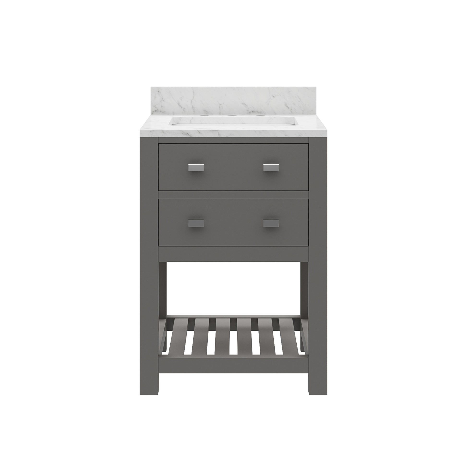 Madalyn 24 in. W x 21.5 in. D x 34 in. H Vanity in Cashmere Grey with Marble Vanity Top in Carrara White | Water Creation