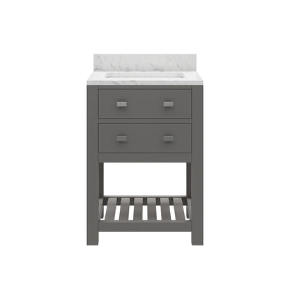 Madalyn 24 in. W x 21.5 in. D x 34 in. H Vanity in Cashmere Grey with Marble Vanity Top in Carrara White | Water Creation