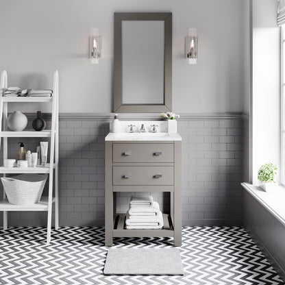 Madalyn 24 in. W x 21.5 in. D x 34 in. H Vanity in Cashmere Grey with Marble Vanity Top in Carrara White | Water Creation