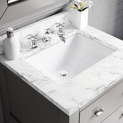 Madalyn 24 in. W x 21.5 in. D x 34 in. H Vanity in Cashmere Grey with Marble Vanity Top in Carrara White | Water Creation