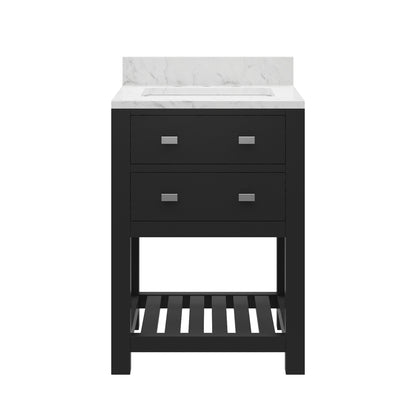 Madalyn 24 in. Vanity in Espresso with Marble Vanity Top in Carrara White | Water Creation