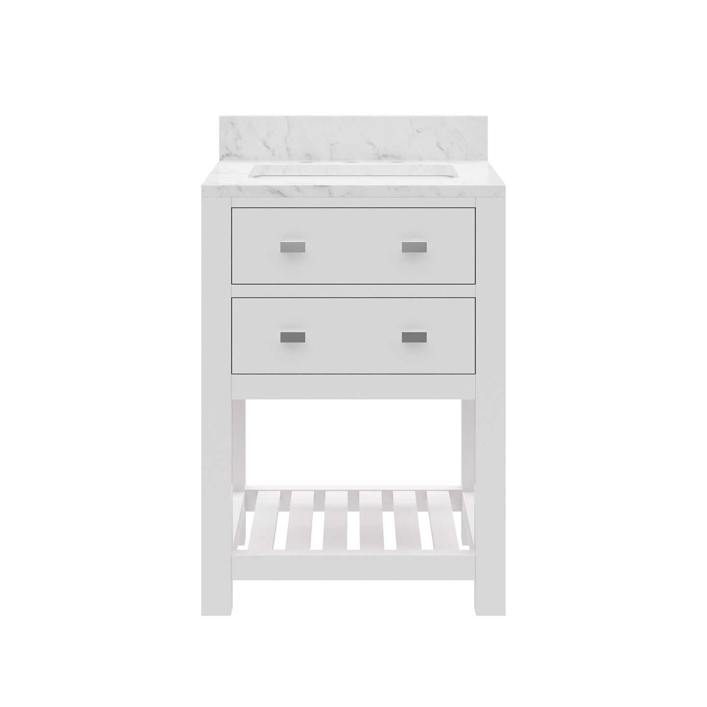 Madalyn 24 in. Vanity in Carrara White with Marble Vanity Top in Carrara White | Water Creation