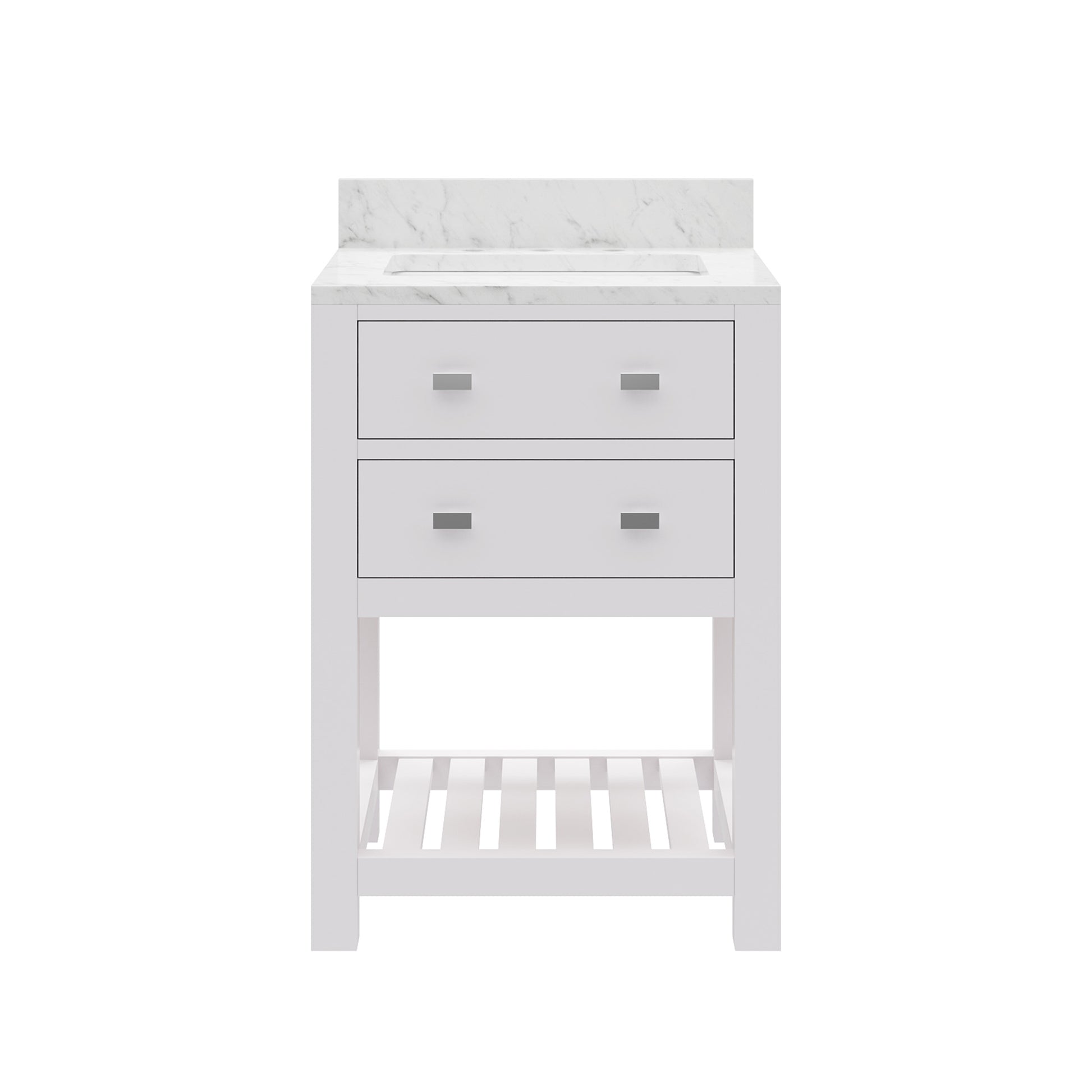 Madalyn 24 in. Vanity in Carrara White with Marble Vanity Top in Carrara White | Water Creation